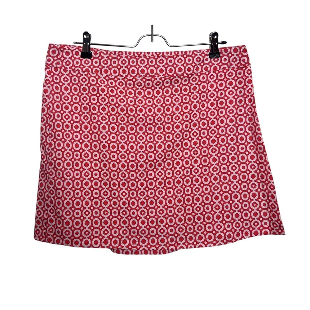 Ripskirt Hawaii Wrap Skirt Dot Print Sz Large Length 1 Red Orange White 16.5”